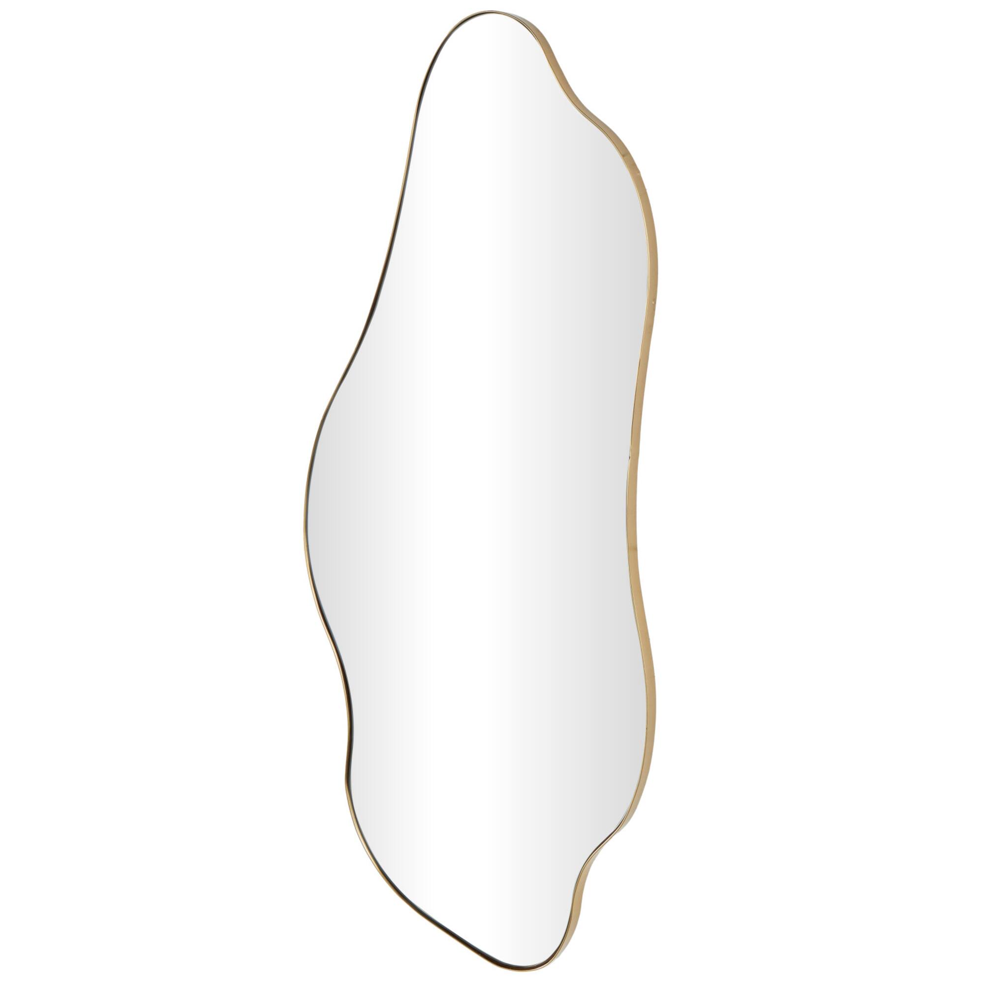 15" x 40" Gold Metal Wavy Room Wall Mirror